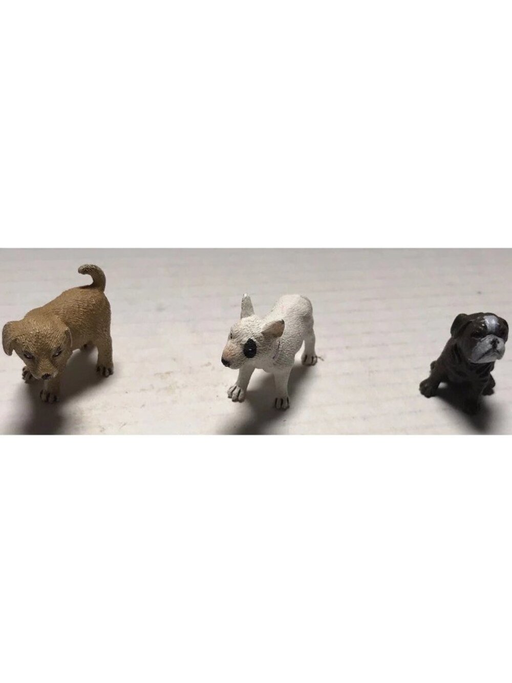 Miniature dog rubber figurines Labrador Bulldog Bull Terrier
